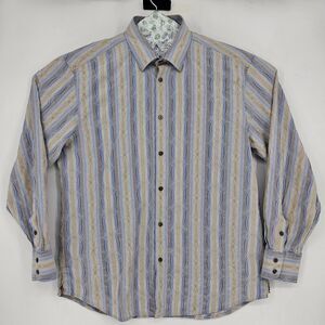 Jhane Barnes Shirt Mens XL Button Up Cotton Silk Abstract Long Sleeve Preppy